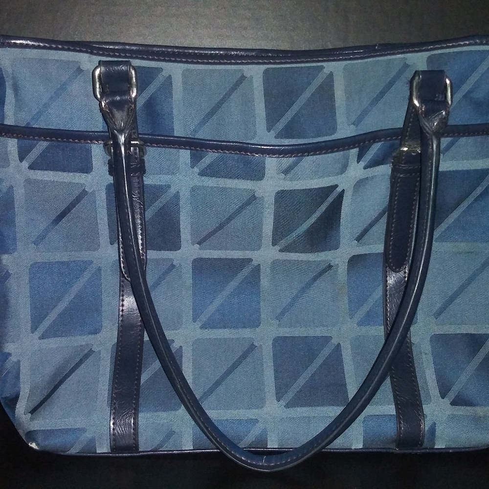 Blue check handbag